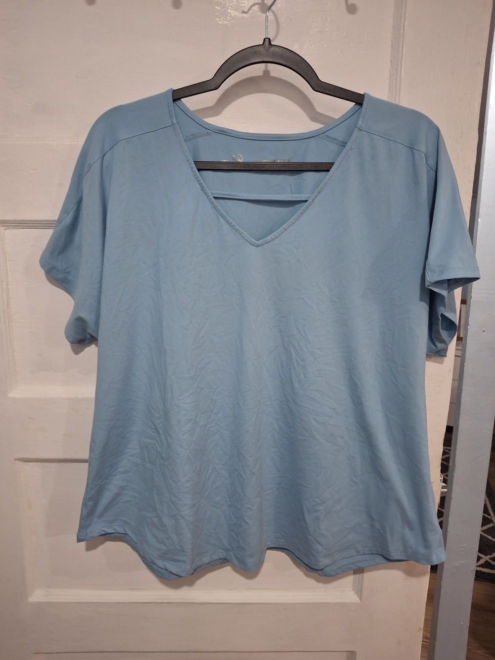 Tranquility by Colorado Clothing Light Blue V-Neck Short Sleeve Top